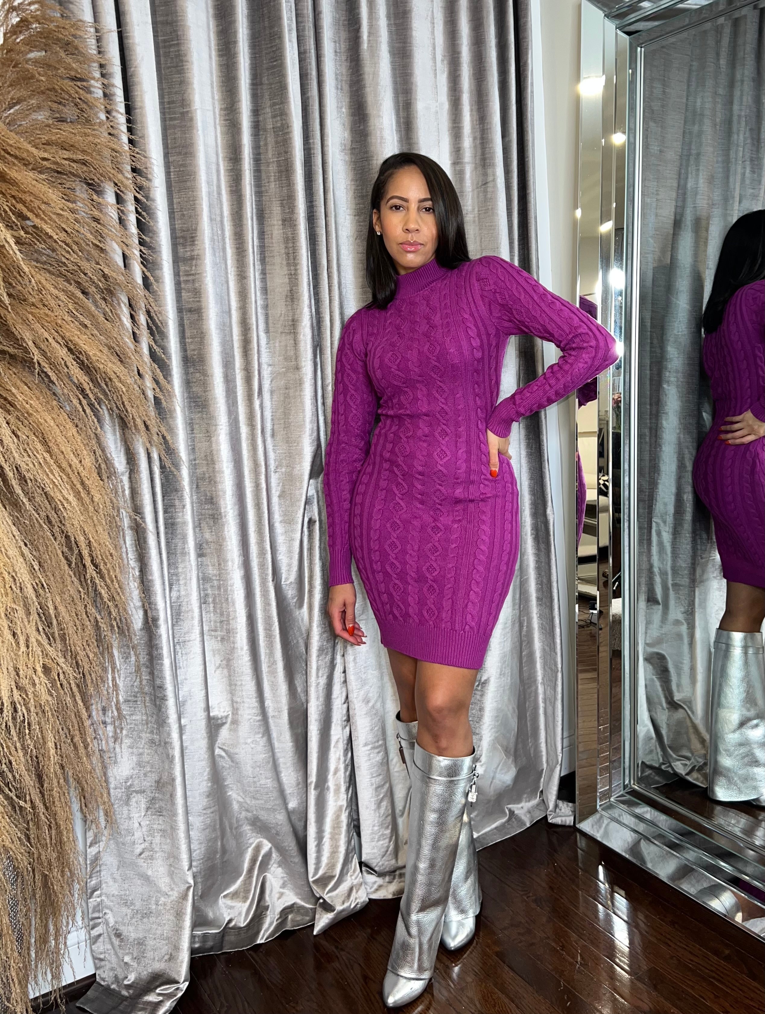 Purple deals turtleneck dress